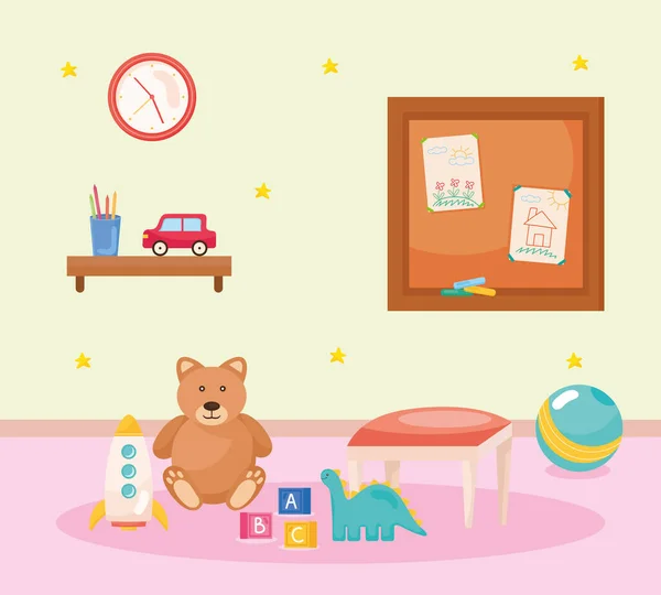 Teddybär und Spielzeug — Stockvektor