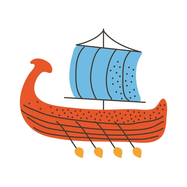 Ancient greece sailing boat — Stock Vector