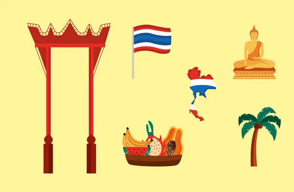 Iconos de tailandia cultura — Vector de stock