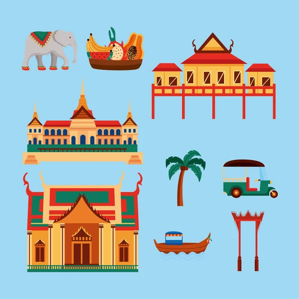 Thailand iconos tradicionales — Vector de stock