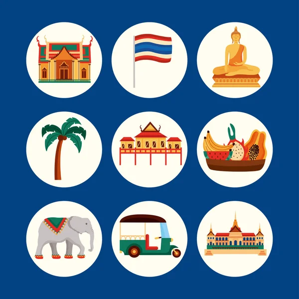 Iconos de tailandiay tradicional — Archivo Imágenes Vectoriales