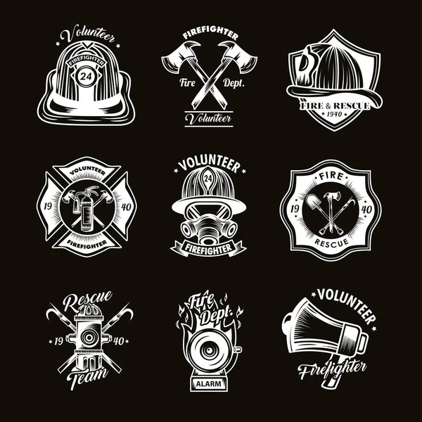 Set brandweerbadges — Stockvector