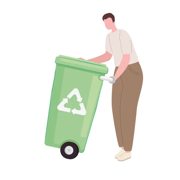 Muž s recyklovaným odpadem — Stockový vektor