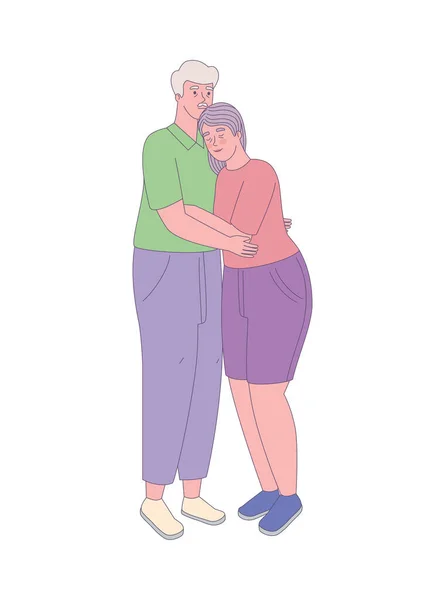 Vecchio uomo e donna abbracciare — Vettoriale Stock