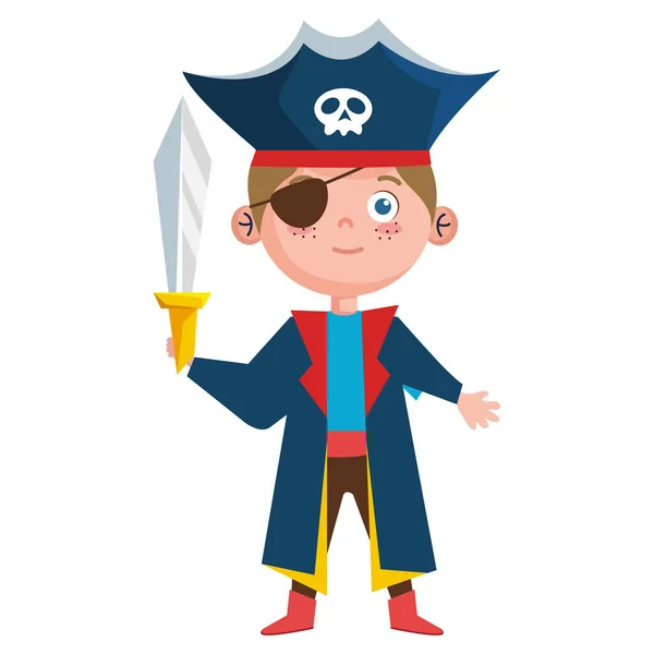 Garçon avec costume de pirate — Image vectorielle