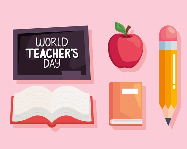 Världen lärare dag ikon set — Stock vektor