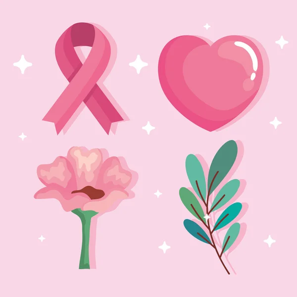 Breast cancer icons — Stock Vector