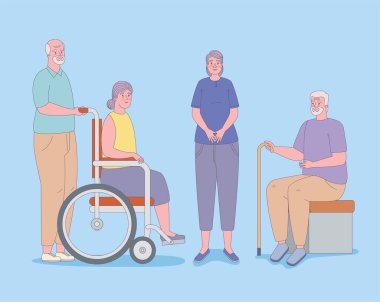 Yaşlı erkek ve kadın simgesi seti