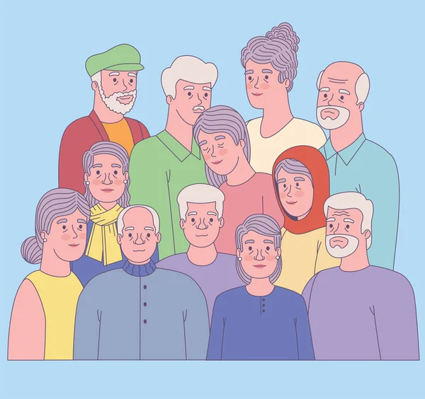 Groupe des personnes âgées — Image vectorielle