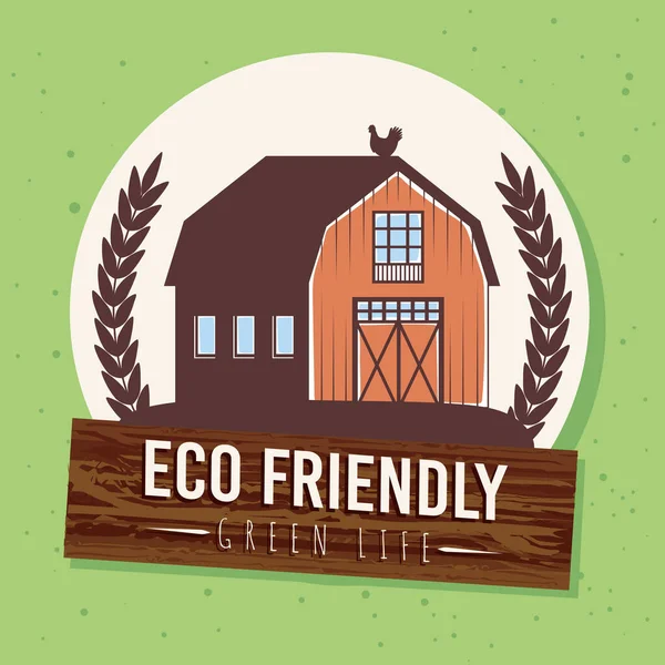 Eco friendly label with farm — Stock Vector
