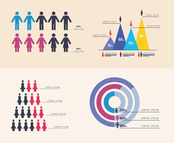 Demografi grafiği simgeleri — Stok Vektör