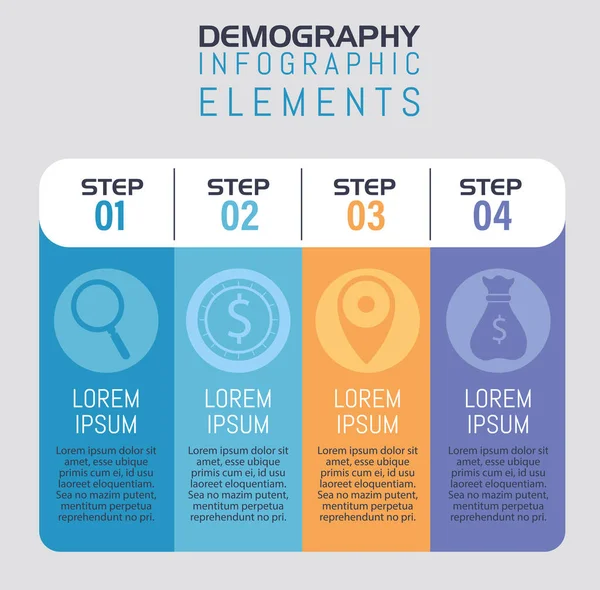 Demografi adımları belirlendi — Stok Vektör