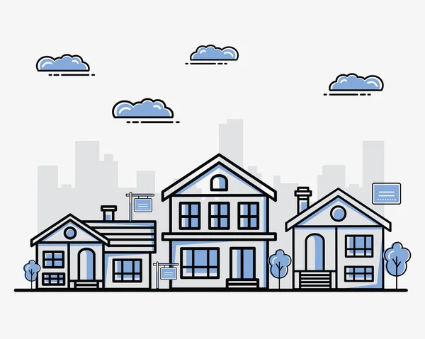 Immobilier maisons ensemble — Image vectorielle