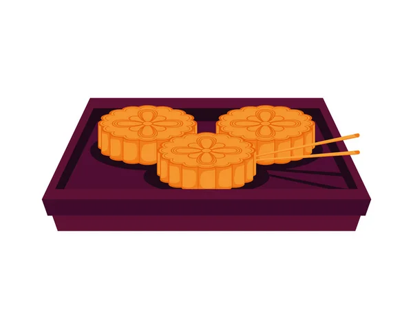 Délicieux mooncakes icônes — Image vectorielle
