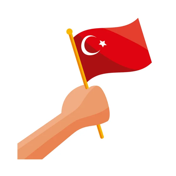 Hand with turkey flag — Stock Vector