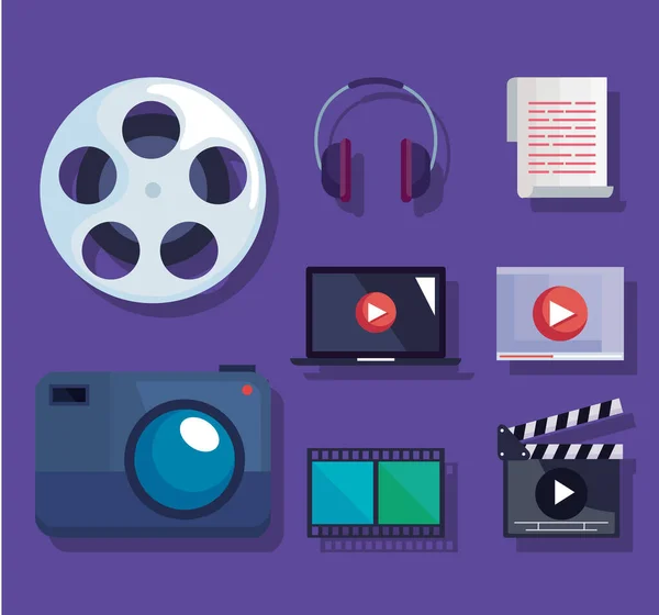 Video production icon group — Stock Vector