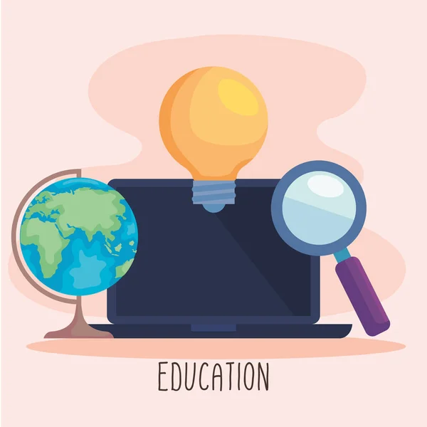 Lapatop avec des icônes de l'éducation — Image vectorielle