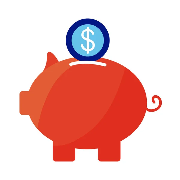 Сбережения свиньи с монетой — стоковый вектор