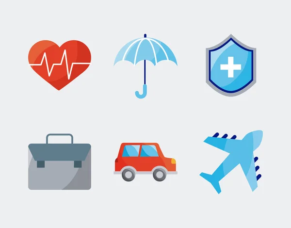 Seis ícones de serviço de seguros —  Vetores de Stock