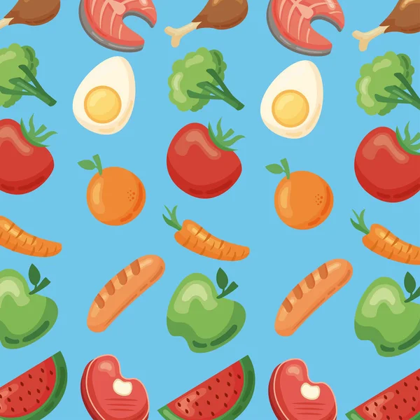 Healthy food icons pattern — Stock Vector