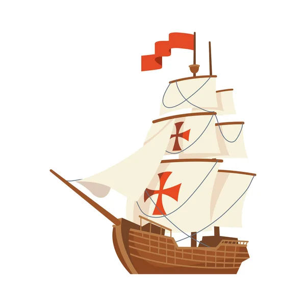 Columbus caravel ship — Stock Vector