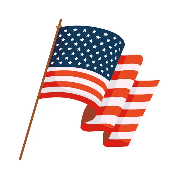 Bandeira dos EUA no pólo —  Vetores de Stock