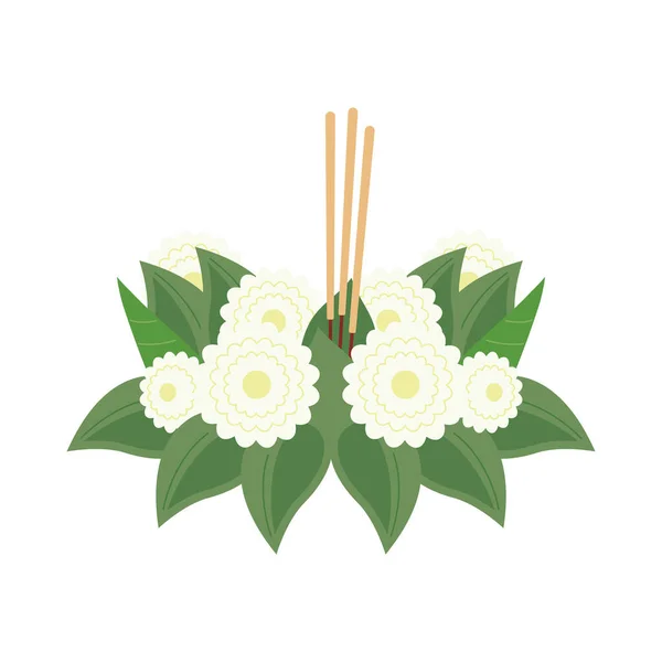 Liga krathong decoração floral —  Vetores de Stock
