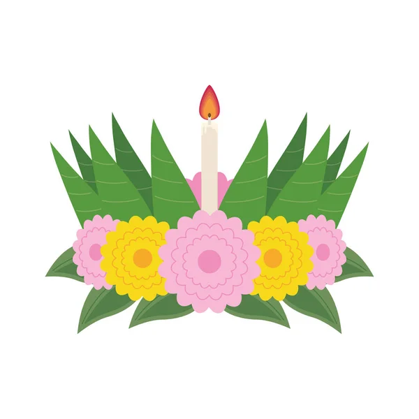 Decoração floral liga krathong — Vetor de Stock