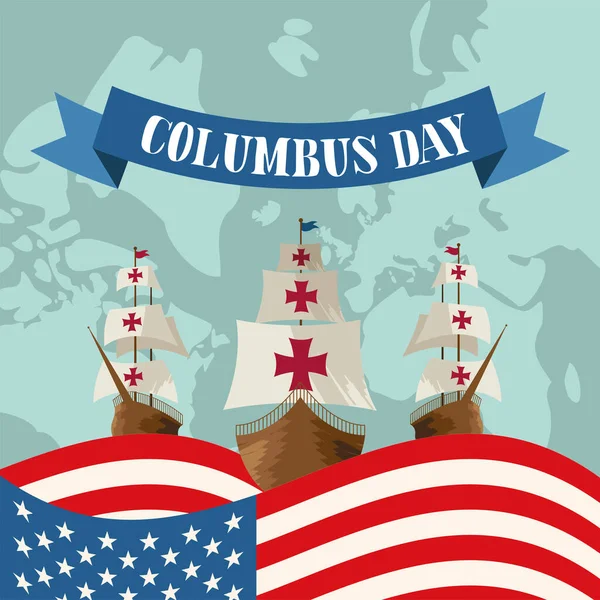 Columbus Day Card — Stockvector