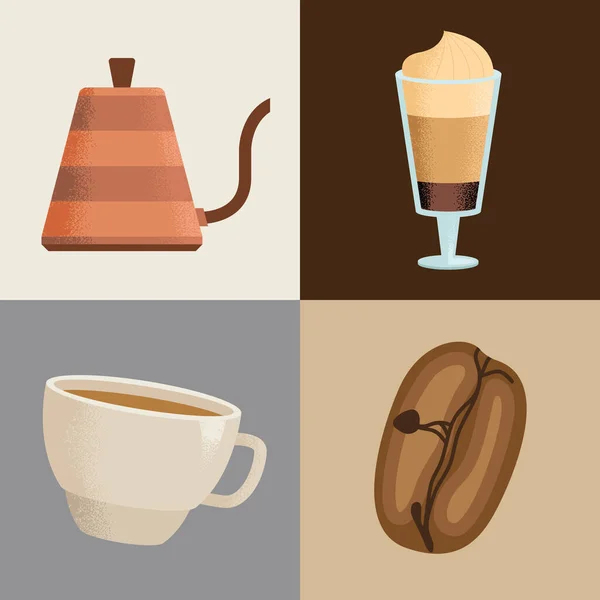 Cuatro iconos de bebida de café — Archivo Imágenes Vectoriales