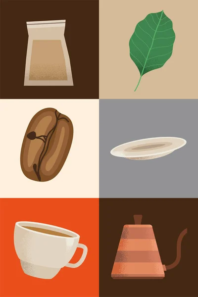 Délicieuses icônes boisson café — Image vectorielle