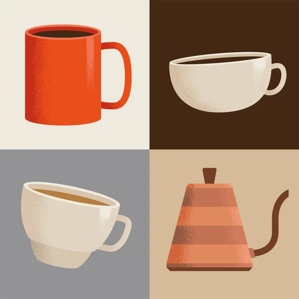 Coffee drink four icons — Stock Vector