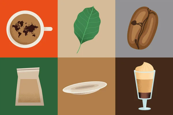 咖啡喝六个图标 — 图库矢量图片