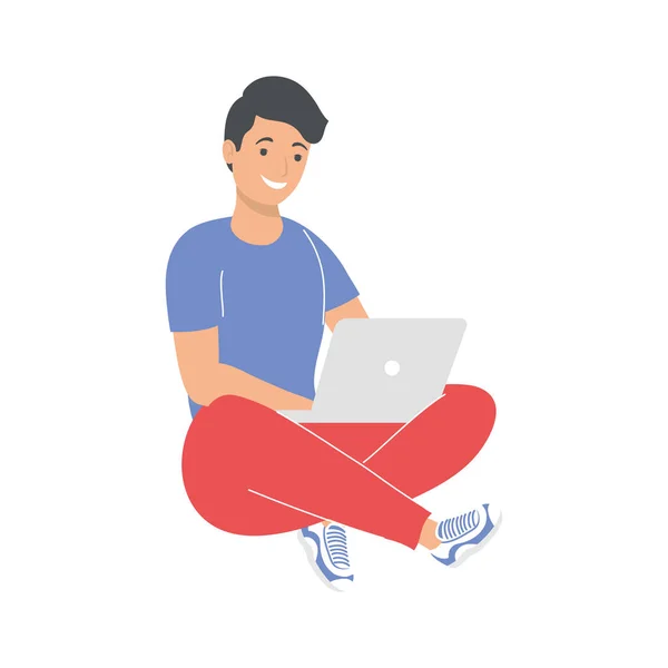 Man with laptop — Stock Vector