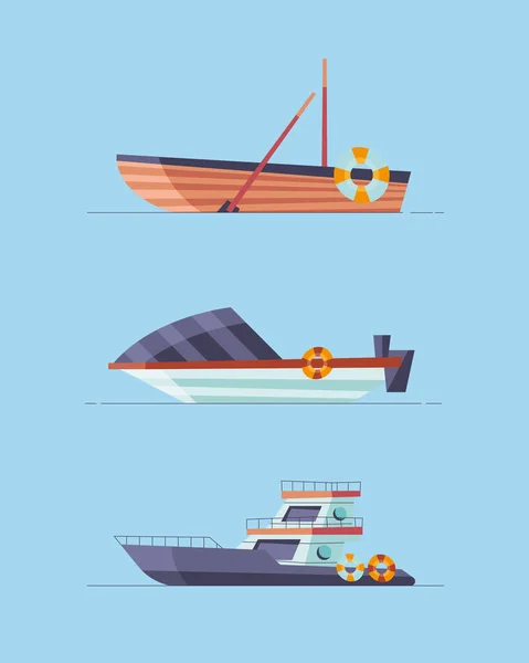 Barcos y botes preparados — Vector de stock