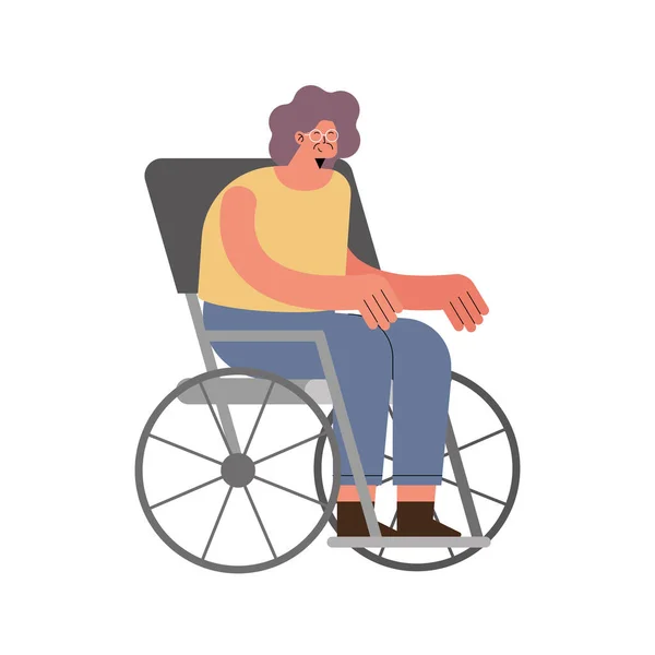 Vieille femme en fauteuil roulant — Image vectorielle