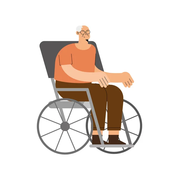 Vieil homme en fauteuil roulant — Image vectorielle