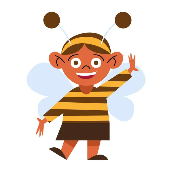 Девушка в костюме пчелы на Хэллоуин — стоковый вектор