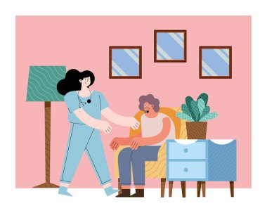 yaşlı kadınla hemşire