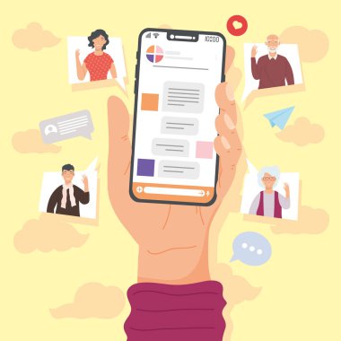 El ele tutuşmak, akıllı telefon ve sohbet.