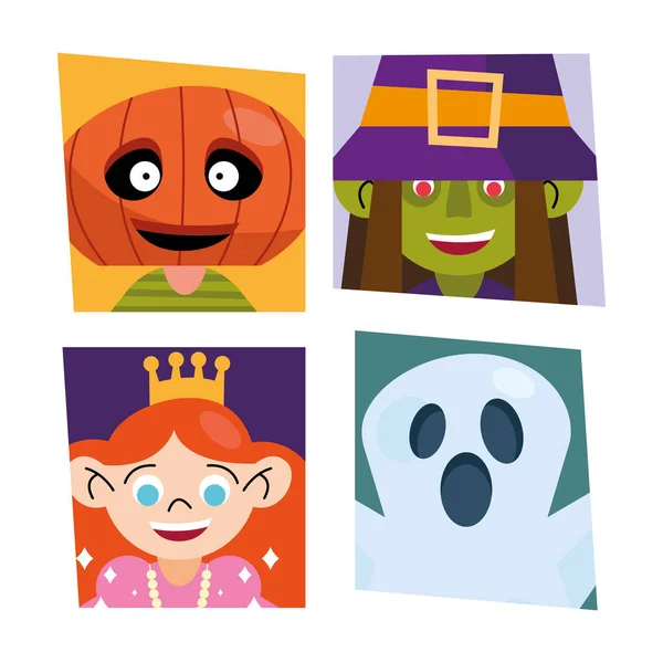 Barn symbol samling med halloween kostymer — Stock vektor