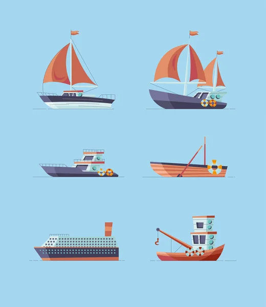 Colección de iconos de barcos y barcos — Vector de stock