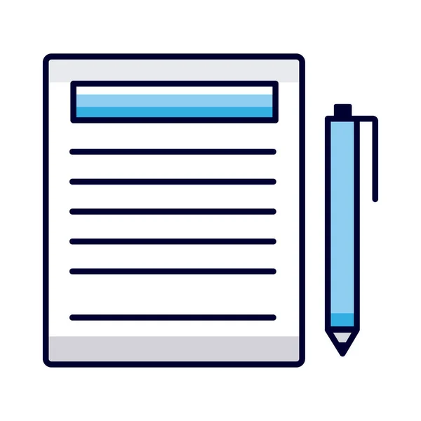 Dokument med penna — Stock vektor