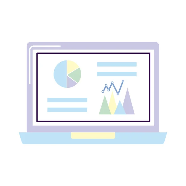 Tortendiagramm mit Daten im Laptop — Stockvektor