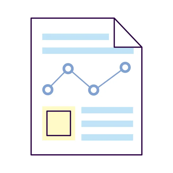 Line chart on document paper — Stock Vector