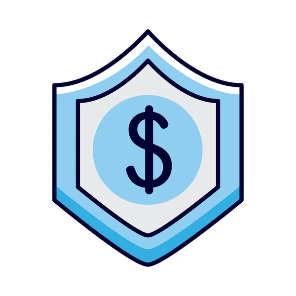 Símbolo de dólar en escudo — Vector de stock