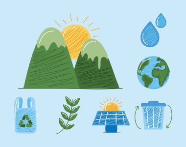 Sürdürülebilir simgelerle manzara dağları