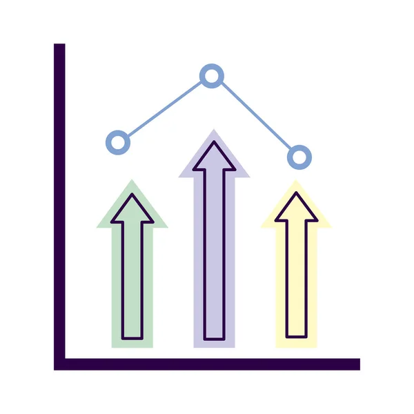 Vonal chart növelő nyilakkal — Stock Vector