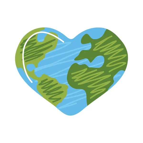 Terra mondo a forma di cuore — Vettoriale Stock