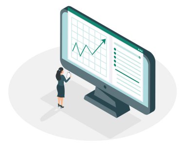 Artan oku olan iş kadını ve bilgisayar